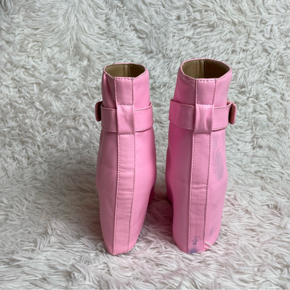 Azalea Wang Pink Foldover Ankle Boots Marley Faux Leather Dolls Kill - Picture 14 of 15